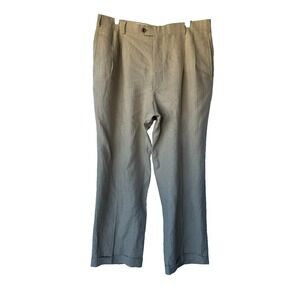John W. Nordstrom Dress Pants Mens 36R Tan Beige Linen Pleated Old Money Classic